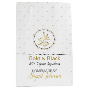 Homemade Bath & Body Packaging Gold & Black Medium Gift Bag