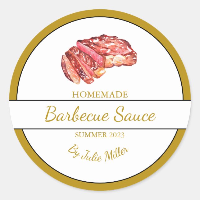 Homemade Beef Barbecue Sauce BBQ Label (Front)