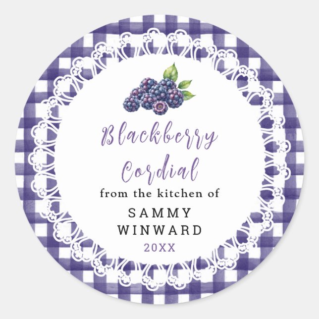 Homemade Blackberry Cordial Bottle Label (Front)