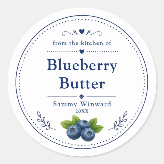 Homemade Blueberry Butter Label (Front)