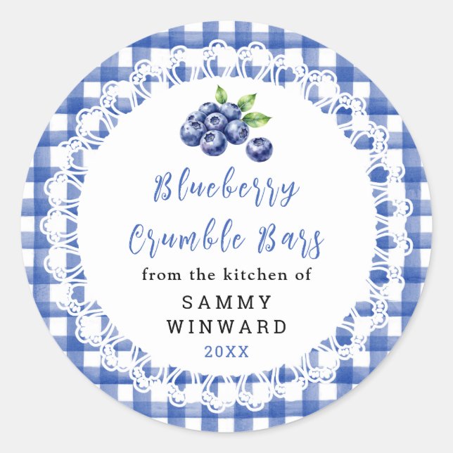Homemade Blueberry Crumble Bar Label (Front)