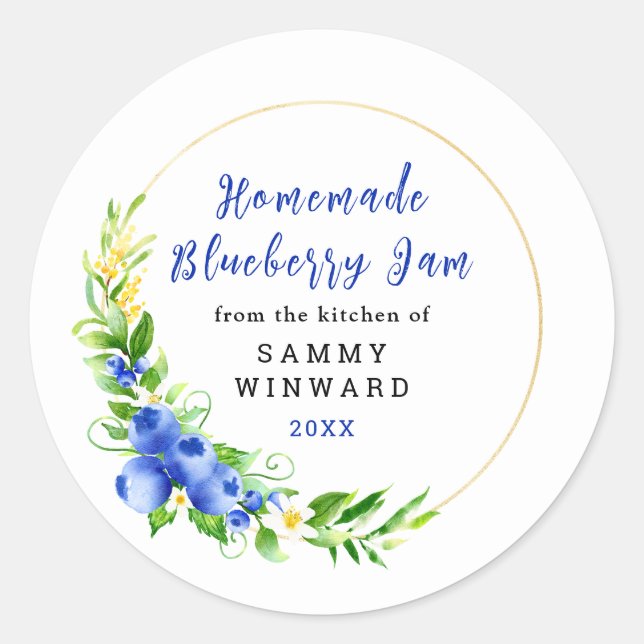 Homemade Blueberry Jam Canning Label (Front)