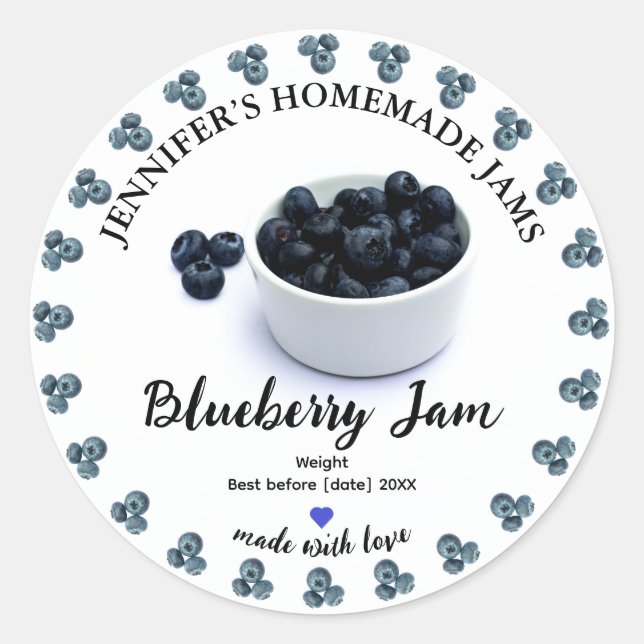 Homemade Blueberry Jam Jar Label (Front)
