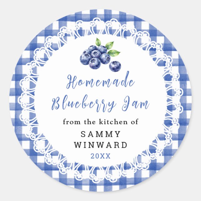Homemade Blueberry Jam Jar Label (Front)