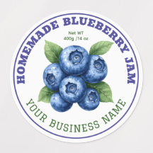 Homemade Blueberry Jam Jar Product Label