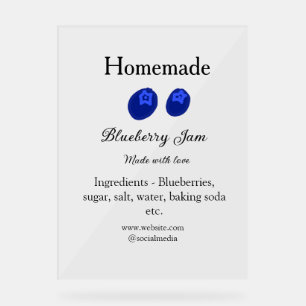 Homemade blueberry jam made with love add text acrylic sign
