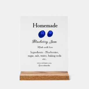 Homemade blueberry jam made with love add text acrylic sign