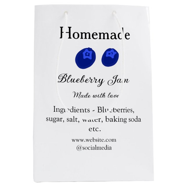 Homemade blueberry jam made with love add text medium gift bag (Front)