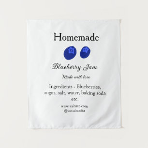 Homemade blueberry jam made with love add text tapestry