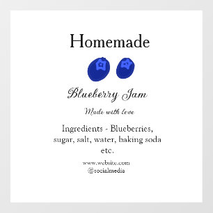 Homemade blueberry jam made with love add text window cling