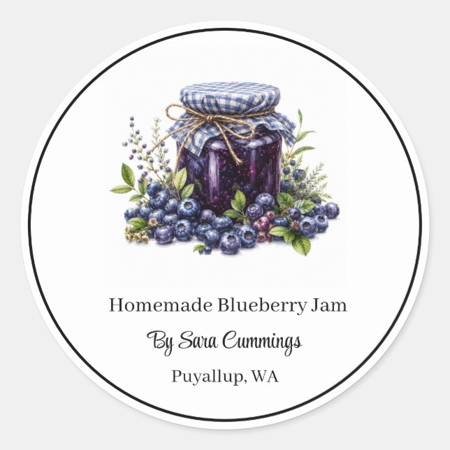 Homemade Blueberry Jam Stickers (Front)