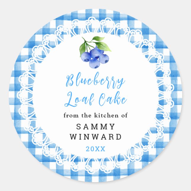 Homemade Blueberry Loaf Cake Label (Front)