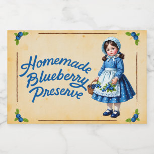 Homemade Blueberry Preserve - Vintage Food Label