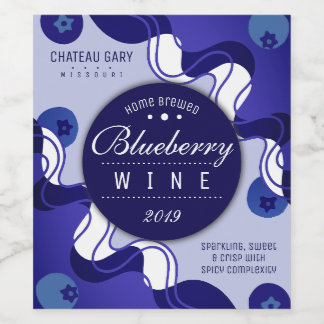 Homemade blueberry wine cider personalised label