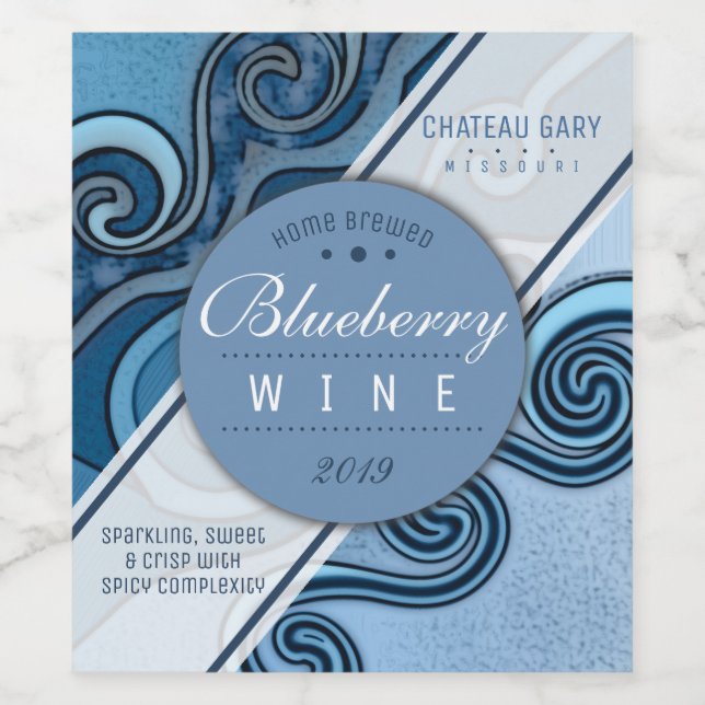 Homemade blueberry wine cider personalised label (Single Label)