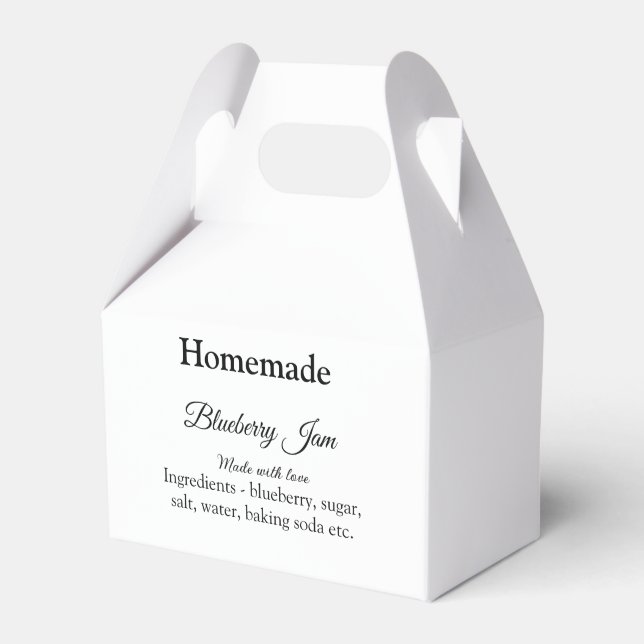 Homemade blueberry y jam made with love add text favour box (Front Side)