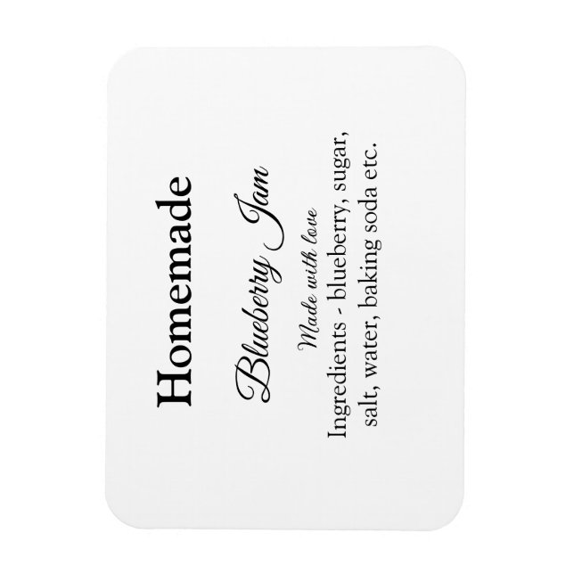 Homemade blueberry y jam made with love add text magnet (Vertical)