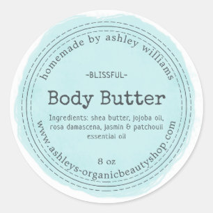 Homemade Body Butter Blue Organic Business Label