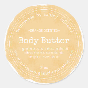 Homemade Body Butter Yellow Organic Business Label