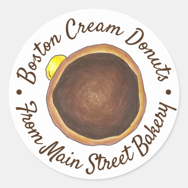 Homemade Boston Cream Doughnut Doughnut Bakery Bak Classic Round Sticker (Front)