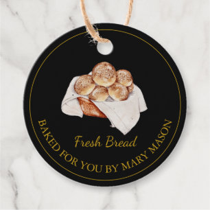 Homemade Bread Favour Tags Black