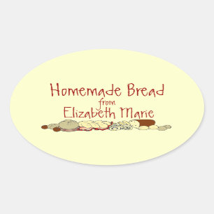 Homemade Bread Personalise It Oval Sticker