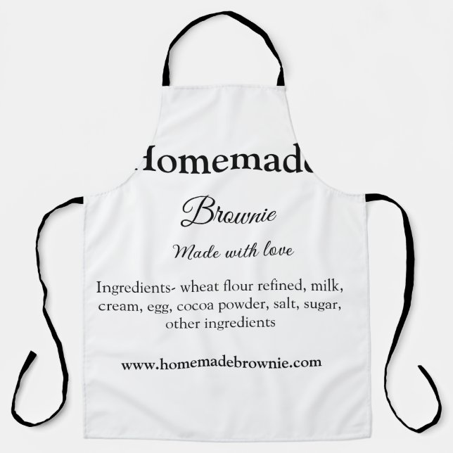 Homemade brwonie made with love add text website apron (Front)