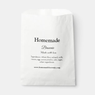 Homemade brwonie made with love add text website favour bags