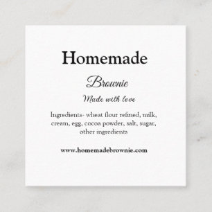 Homemade brwonie made with love add text website square business card