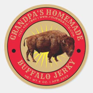 Homemade Buffalo Jerky Template Classic Round Sticker