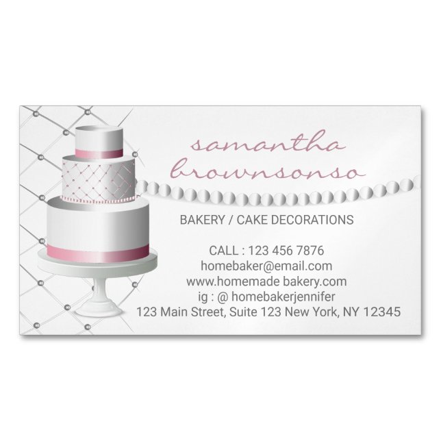 Homemade cake bakery sweet pastry simple grey 	Magnetic business card (Front)
