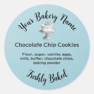 Homemade Cake Business Baking Label Light Blue