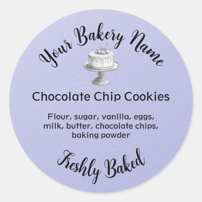 Homemade Cake Business Baking Label Purple (Front)