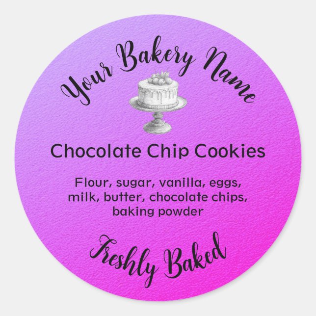 Homemade Cake Business Baking Pink Classic Round Sticker (Front)