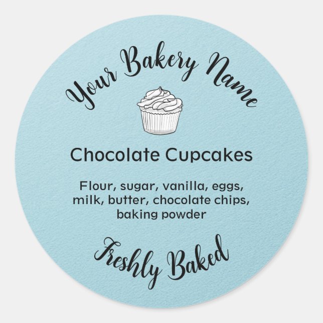 Homemade Cake Business Logo Baking Label Blue (Front)