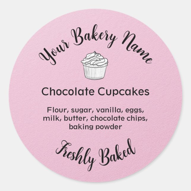 Homemade Cake Business Logo Baking Label Pink (Front)