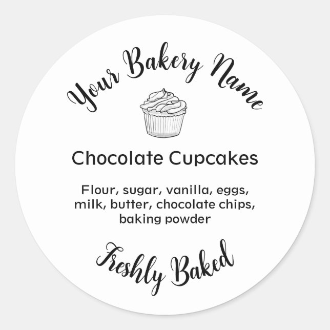 Homemade Cake Business Logo Baking Label White (Front)