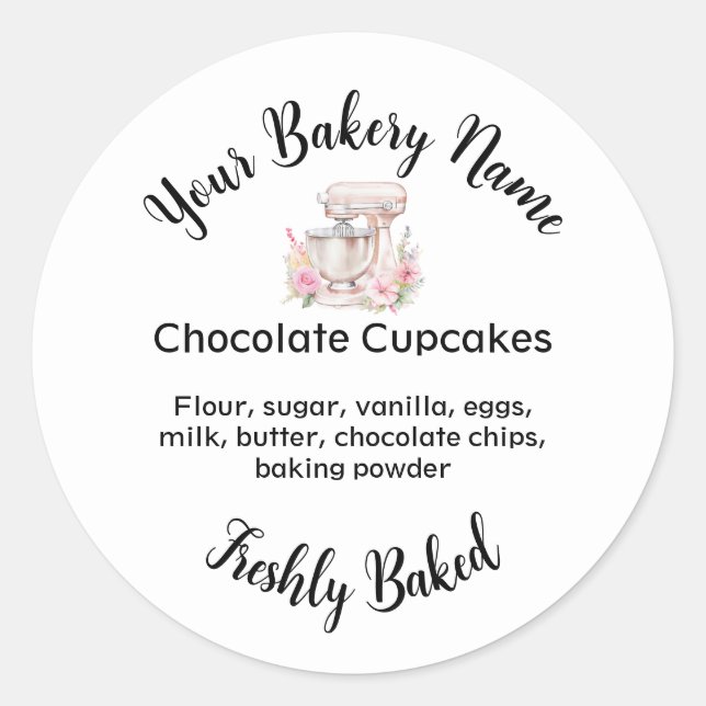 Homemade Cake Business Logo Baking Label White (Front)
