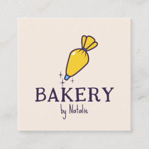 Homemade Cake Pastry Bag Cream Cupcake Bakery Square Business Card