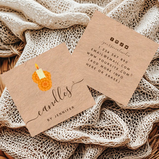 Homemade Candles Kraft Style Paper & Social Media Square Business Card (Creator Uploaded)