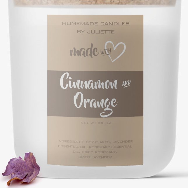 Homemade Candles Product Packaging Natural Brown Food Label (Creator Uploaded)
