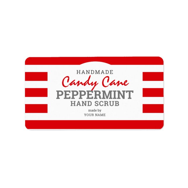 Homemade Candy Cane Peppermint Hand Sugar Scrub Label (Front)