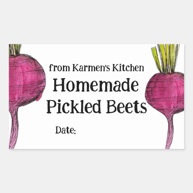 Homemade Canning Jar Label Purple Beets (Front)