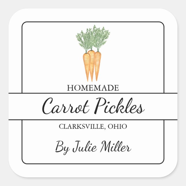 Homemade Carrot Square Label (Front)