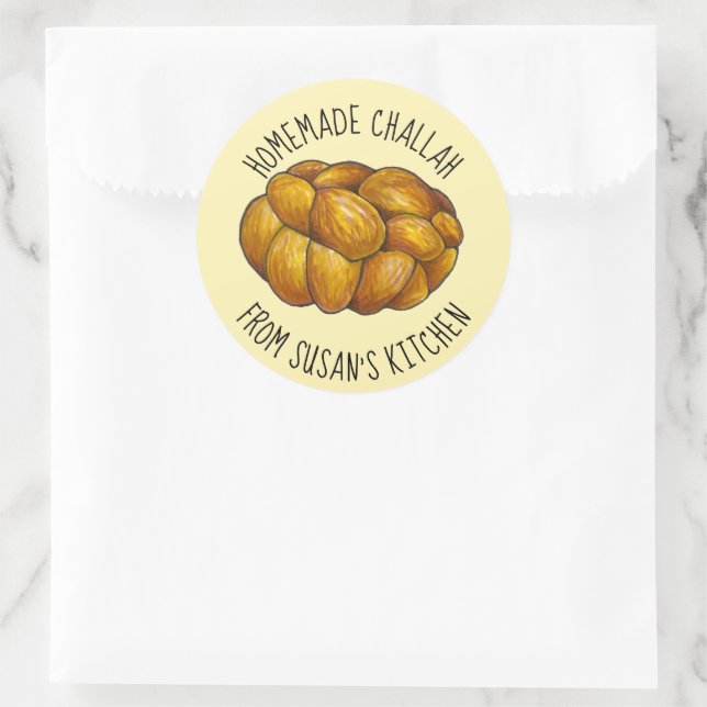 Homemade Challah Personalised Baked By Kitchen Classic Round Sticker (Bag)