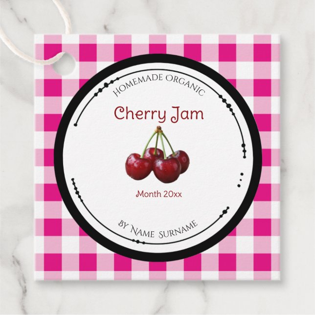 Homemade Cherry Jam Label With Ingredients (Front)