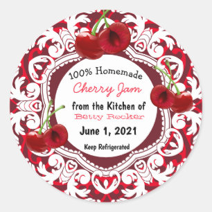 Homemade Cherry Jam Personalised  Classic Round Sticker
