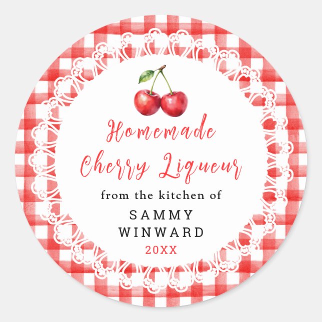 Homemade Cherry Liqueur Bottle Label (Front)