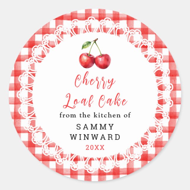 Homemade Cherry Loaf Cake Label (Front)