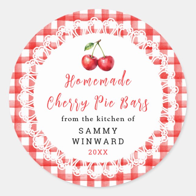 Homemade Cherry Pie Bar Label (Front)
